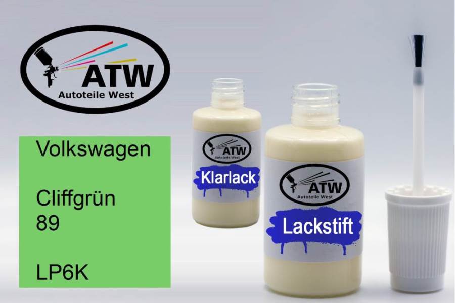 Volkswagen, Cliffgrün 89, LP6K: 20ml Lackstift + 20ml Klarlack - Set, von ATW Autoteile West.